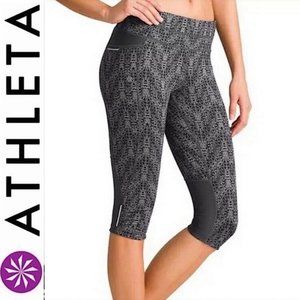 Athleta Black Techno Be Free Knickers Workout Legging Tights Small‎